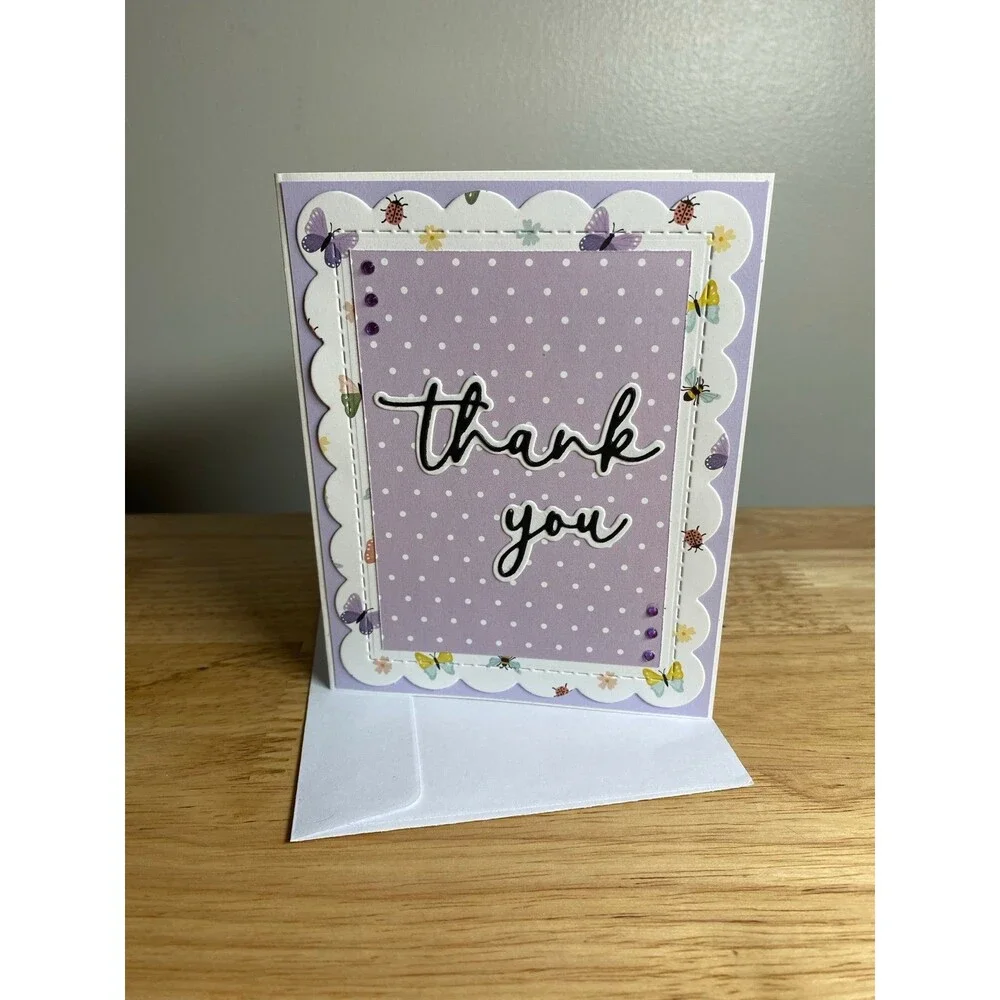 Handmade Thank You Greeting Card Blank Inside A2 – Elegant Appreciation